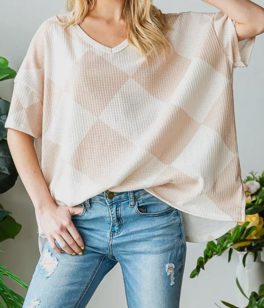 Checkered Print Oversized Top
